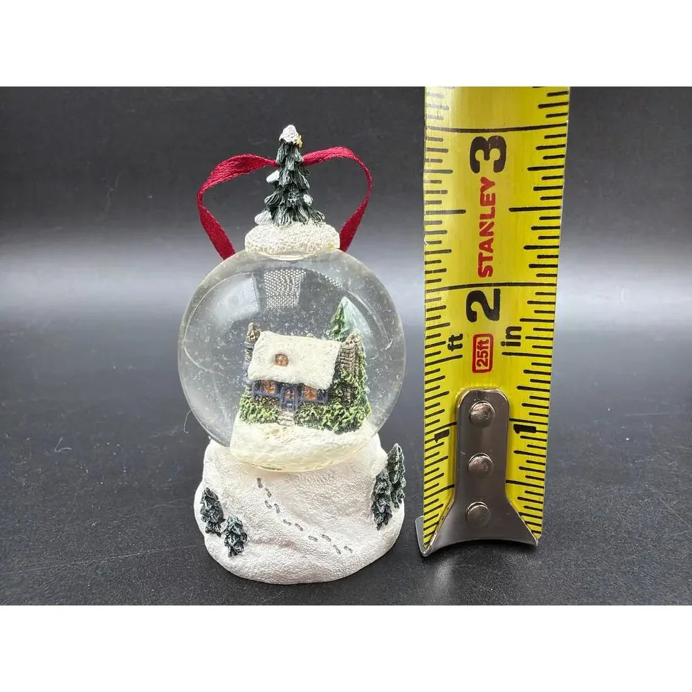 Thomas Kinkade Stonehearth Hutch 1999 Mini Snow Globe Christmas Ornament 3”